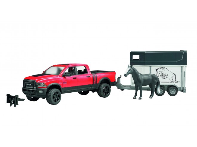 RAM 2500 Power Wagon with horse trailer & horse. OEM. Part No 025014. Bruder toys. 1:16 scale. Bruder RAM toy. Online toys. Click & collect. Startin Tractors. Bruder models.