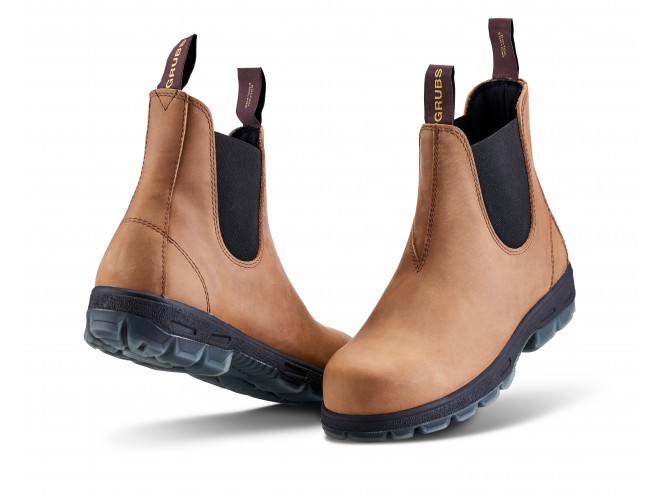 Grubs safety boot in Tan. Safety boot. Tan boots. Country boots. Grubs safety boot. farming footwear. protective boot. Steel tow cap boot. Grubs dealer. Grubs stockist. #waterproof #warmth #comfort #grip. dealer boots. Online boots. click & collect