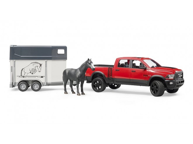 RAM 2500 Power Wagon with horse trailer & horse. OEM. Part No 025014. Bruder toys. 1:16 scale. Bruder RAM toy. Online toys. Click & collect. Startin Tractors. Bruder models.