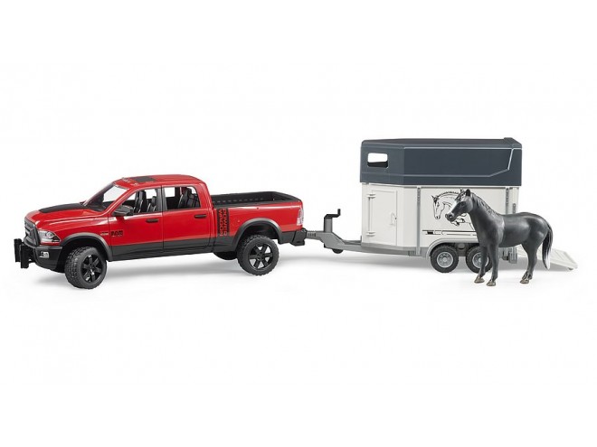RAM 2500 Power Wagon with horse trailer & horse. OEM. Part No 025014. Bruder toys. 1:16 scale. Bruder RAM toy. Online toys. Click & collect. Startin Tractors. Bruder models.