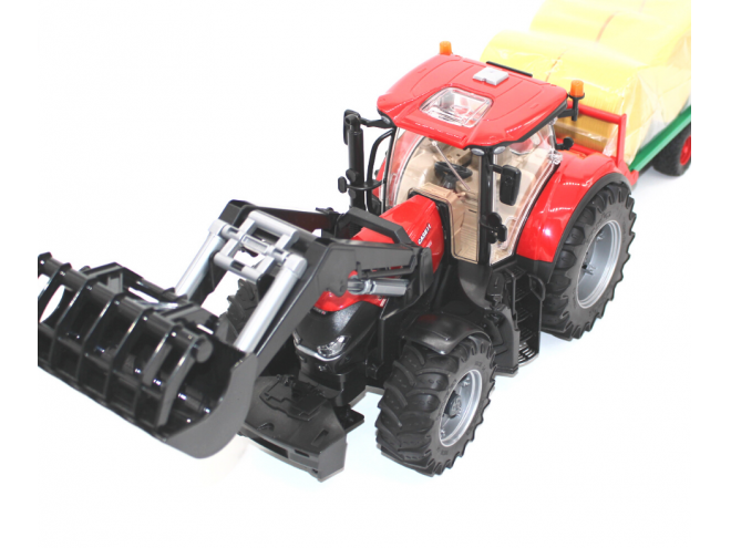 Bruder Case IH Optum. OEM. Part No 03198. Optum CVX 300 Bruder toy with front loader and bale trailer.