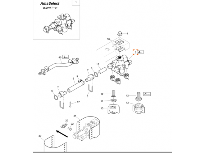 Amazone Nozzle switching AmaSelect with LED. OEM. Part No.103340. Amazone spare parts. Amazone sprayer. Amazone boom. Super L2 , Super L3 boom.  Amazone dealer.