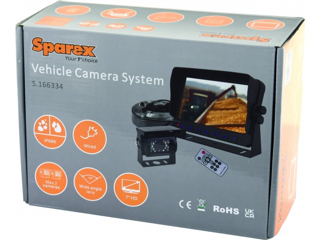 Sparex wired reversing camera system. OEM. Part No S.166334 Wired reversing camera system with 7" HD Monitor & camera. Tractor trailer reversing camera. Back up camera. Night vision. Rear view camera system.  Farm camera. Trailer camera system.