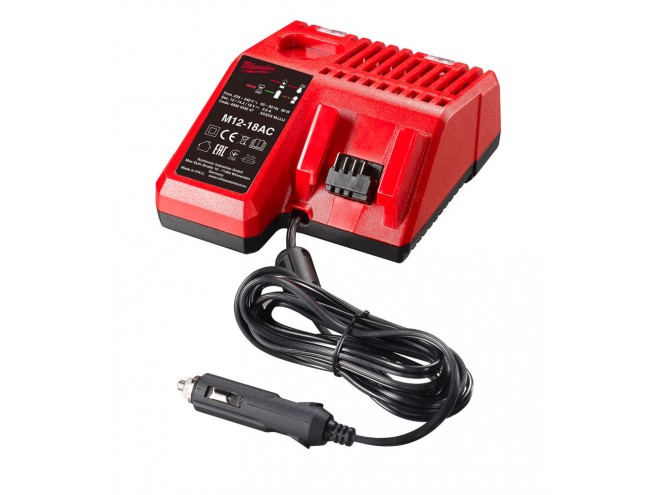 M12™ M18™ Car Charger. OEM. Part No 4932459205. Milwaukee 12v battery car charger. Milwaukee products, hand tools, power tools, PPE. MIlwaukee battery charger. Startin Tractors Milwaukee dealer. Click & collect. Milwaukee range