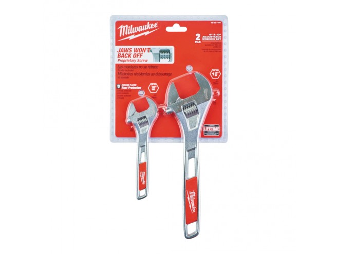 Adjustable Wrench Twin Pack. OEM. Part No 48227400. Milwaukee Tools. Milwaukee Wrenches. Milwaukee dealer. Milwaukee hand tools, power tools, PPE. Startin Tractors Milwaukee agents. Click & collect.