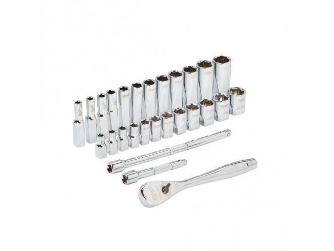 Metric ¼ Ratchet & Socket Set. OEM. Part No. 4932464943. Milwaukee Tools, power tools, PPE. Milwaukee hand tolls. Milwaukee products. Click & Collect. Startin Tractors stockist.