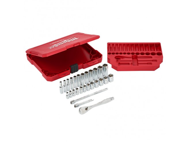 Metric ¼ Ratchet & Socket Set. OEM. Part No. 4932464943. Milwaukee Tools, power tools, PPE. Milwaukee hand tolls. Milwaukee products. Click & Collect. Startin Tractors stockist.