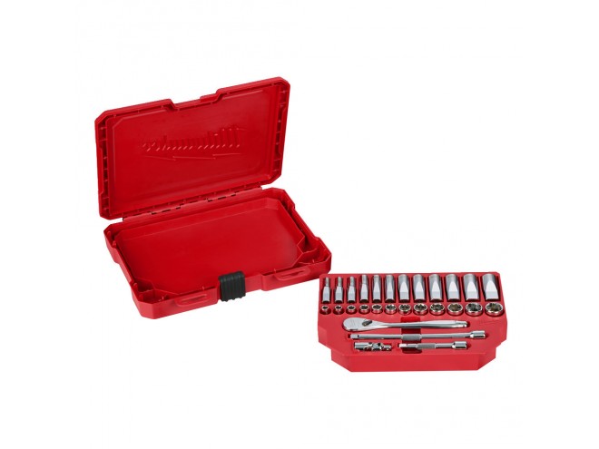 Metric ¼ Ratchet & Socket Set. OEM. Part No. 4932464943. Milwaukee Tools, power tools, PPE. Milwaukee hand tolls. Milwaukee products. Click & Collect. Startin Tractors stockist.