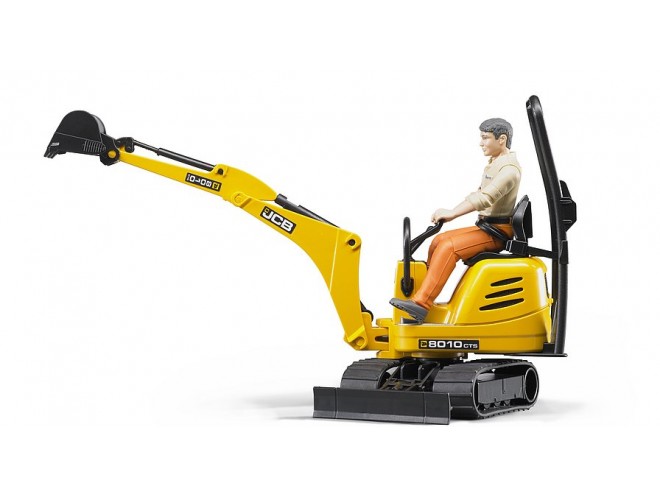 Bruder JCB Micro Excavator 8010 CTS with a man. OEM. Part No 620028. Bruder model. JCB model, Bruder farming toy. JCB 1:16 scale toy. JCB 1:16 scale. excavator 1:16 scale. Bruder farming toys. JCB construction toys. Online toys. Click & collect