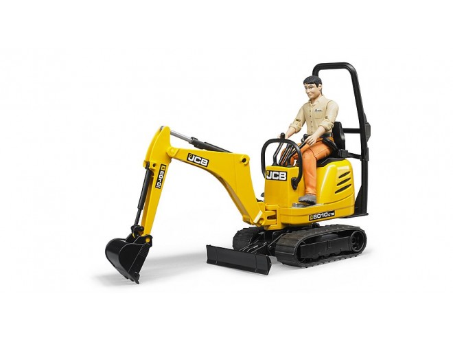 Bruder JCB Micro Excavator 8010 CTS with a man. OEM. Part No 620028. Bruder model. JCB model, Bruder farming toy. JCB 1:16 scale toy. JCB 1:16 scale. excavator 1:16 scale. Bruder farming toys. JCB construction toys. Online toys. Click & collect