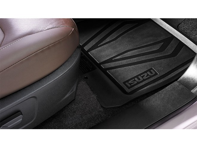 Isuzu Rubber Floor Trays - Front Only. OEM. Part No 5867630651. Isuzu accessories. Isuzu floor mats.   Isuzu interior protection. Isuzu rubber mats. Isuzu floor trays. Isuzu D-Max accessories. Online Isuzu accessories. single cab, extended cab & double cab. Isuzu online. Click & collect. Startin Tractors.
