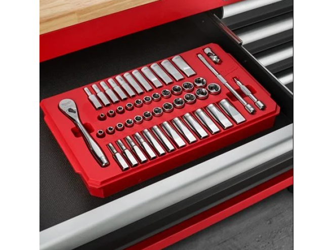 Metric & Imperial ¼" Ratchet & Socket Set (50pc). Milwaukee ratchet & socket set. Milwaukee Tools. Milwaukee Hand Tools. Online Tools UK. Tradesmen Tools. Workshop Tools. Onsite Tools.  Milwaukee Deals Online. 50 pc Tools Set. Milwaukee Range. Milwaukee Online Shop. Low Price. click & collect. Collect in store. 1/4" Ratchet & Socket Set. Startin Tractors.