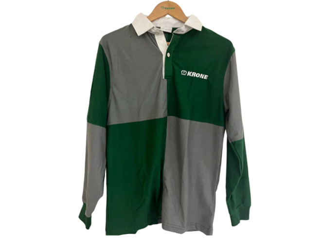 Krone BiG X Rugby Shirt OEM, Part No 209032540. Krone Merchandise, click & collect, online shop, collect instore, fast delivery, Krone clothing, Krone Rugby shirt, Krone Limited edition,  Krone Dealer, Rugby shirt, Harlequin, agri-wear, Startin Tractors.