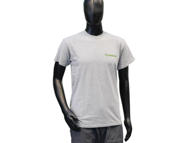 Krone Grey basic T-Shirt. click & collect, collect instore, fast delivery, low price,  Krone Dealer, Krone merchandise,  agri-wear, adult clothing, Next Day Delivery, Krone Adult T-Shirt, Farmer T-Shirt, Cotton T-Shirt, power of green, Krone T-Shirt. Krone Logo, Startin Tractors.