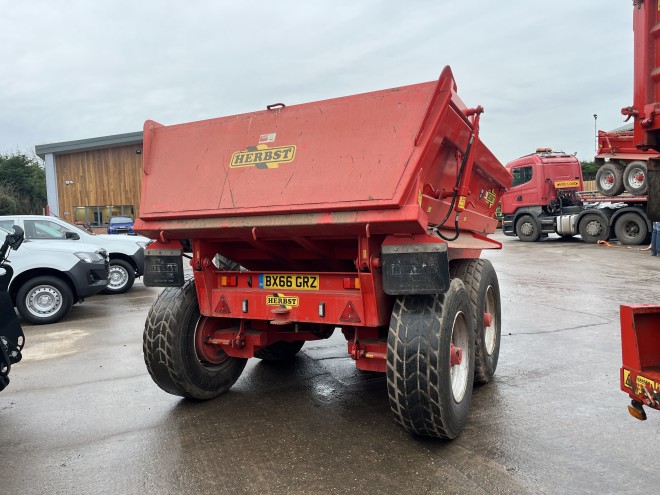 Herbst 14T hi side dump trailer with sprung drawbar