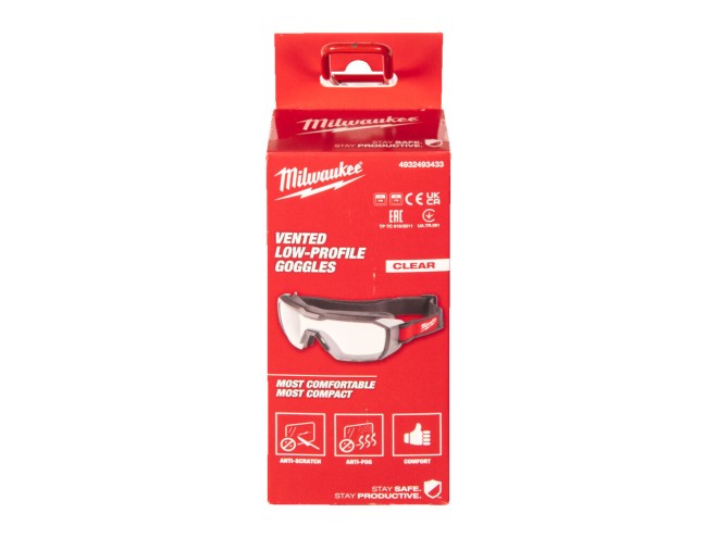 Low -Profile Goggles Vented Clear Part OEM 4932493433, Milwaukee Dealer, Milwaukee PPE, Milwaukee Goggles, Milwaukee Tools, Milwaukee Accessories, Next Day Delivery, UK Delivery, Milwaukee Online, Milwaukee UK, Startin Tractors