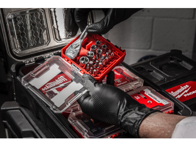 &frac14;" 25 pcs Drive Compact Ratchet Set Milwaukee 4932499470, Milwaukee Tools, Milwaukee Accessories, ratchet set, Milwaukee Dealer, UK delivery,  PACKOUT compatible, Startin Tractors